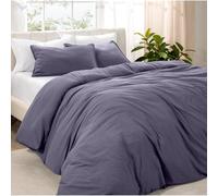 Bare Home Sandwashed Ultra-Soft Emperor Size Duvet Cover and Pillowcase Set - Premium 1800 Lightweight Cooling Design (Sandwash Dusty Purple)