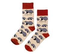 Bare Kind Save The Badgers Beige Mens Novelty Ankle Socks Adult UK Size 7-11