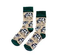Bare Kind Save the Cows Womens Beige & Green Soft Bamboo Socks Uk Size 7-11