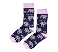 Bare Kind Save the Elephants Mens Purple & Pink Soft Bamboo Socks UK Size 7-11