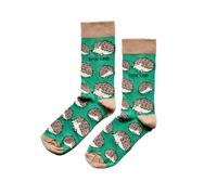 Bare Kind Save the Hedgehogs Green and Beige Soft Bamboo Socks 7-11 UK