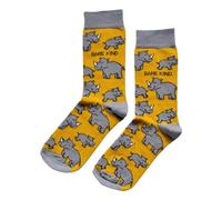Bare Kind Save The Rhinos Yellow Womens Novelty Ankle Socks Adult One Size