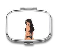 Bare Naked Sexy Women Portable Pill Box Medicine Organizer | 2 Compartment,Square Pill Organizer,Pill Case for Home Travel Outdoor