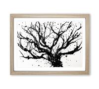 Bare Tree Splash Vol.2 Abstract Framed Print | A4 Oak Framed Wall Art | Ready to Hang | Abstract Floral Picture | Living Room Bedroom Lounge Office