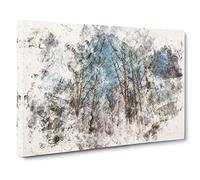 Bare Trees At Twilight Watercolour Modern Canvas Wall Art Print Ready to Hang, Framed Picture for Living Room Bedroom Home Office Décor, 30x20 Inch (76x50 cm)