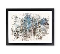 Bare Trees At Twilight Watercolour Modern Framed Wall Art Print, Ready to Hang Picture for Living Room Bedroom Home Office Décor, Black A2 (64 x 46 cm)