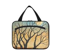 Bare Trees Illustration Art Hanging Make up Bag for Women with Hook, Designer Washable Hanging Makeup Bag for Travel Essentials Cruises bolso de para Mujer L