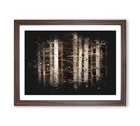 Bare Trees Paint Splash Modern Art Framed Wall Art Print, Ready to Hang Picture for Living Room Bedroom Home Office Décor, Walnut A4 (34 x 25 cm)