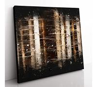 Bare Trees Paint Splash Modern Canvas Wall Art Print Ready to Hang, Framed Picture for Living Room Bedroom Home Office Décor, 35x35 cm (14x14 Inch)