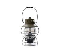 Barebones Railroad Lantern - Olive Drab, Vintage-Inspired LED Camping Lantern with Rechargeable Battery - Adjustable Brightness Outdoor Light for Camping Gear, Backyard, and Home Decor