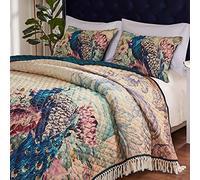 Barefoot Bungalow Eden Peacock Quilt Set, 2-Piece Twin/Twin XL, Ecru