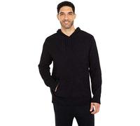 Barefoot Dreams CozyChic Men's Pullover Hoodie, Light Sweater - Black - XL