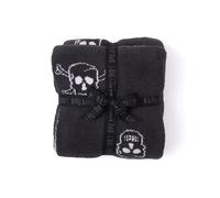 Barefoot Dreams CozyChic Skull Throw, Throw Blanket, Soft Blanket, Carbon/Almond, 54” x 72”