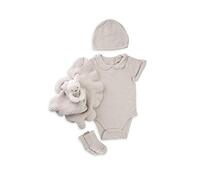 Barefoot Dreams CozyChic Ultra Lite Eyelet Baby Bundle for Girls-4 Pieces, Sand Dune, 6-12 months