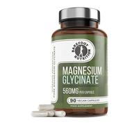 Barefoot Nutrition Magnesium Glycinate Supplement 560mg - 90 x 1-to-3 a Day Capsules. Pullulan Capsule - Superior Absorption: no Synthetic Binders or