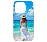 Barefoot Serenity A Woman Walks On the Beach Case for iPhone 14 Pro