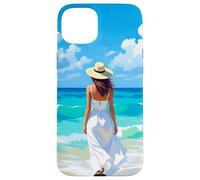 Barefoot Serenity A Woman Walks On the Beach Case for iPhone 15 Plus