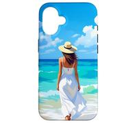 Barefoot Serenity A Woman Walks On the Beach Case for iPhone 16