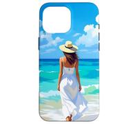 Barefoot Serenity A Woman Walks On the Beach Case for iPhone 16 Pro Max