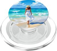 Barefoot Serenity A Woman Walks On the Beach PopSockets PopGrip for MagSafe