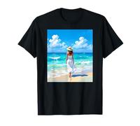 Barefoot Serenity A Woman Walks On the Beach T-Shirt