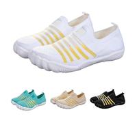 Barefoot Shoes for Women UK 5 Wide Width Barefoot Knit Flats Round Toe Slip On Loafers Wide Toe Box Comfort Tennis Shoes Sneakers White Footwear