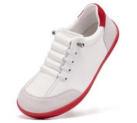 Barefoot Shoes for Womens Slip on Trainers Extra Wide Fit Memory Foam Arch Support Zero Drop Trail Running Shoes Ladies Lightweight Non Slip Outdoor Walking Sneakers White RED UK 6
