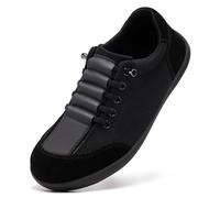 Barefoot Shoes for Womens Slip on Trainers Extra Wide Fit Memory Foam Arch Support Zero Drop Trail Running Shoes Ladies Lightweight Non Slip Outdoor Walking Sneakers All Black UK 3