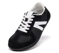 Barefoot Shoes for Womens Trainers Extra Wide Fit Memory Foam Arch Support Running Shoes Ladies Lace Up Lightweight Non Slip Outdoor Walking Sneakers Black UK 6.5