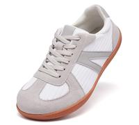 Barefoot Shoes for Womens Trainers Wide Toe Memory Foam Arch Support Running Shoes Ladies Lace Up Lightweight Non Slip Outdoor Walking Sneakers GRAYWHITE UK 7