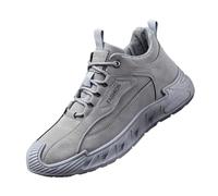 Barefoot Shoes Men's Leather Black Trekking Shoes Men's Waterproof Lightweight Running Shoes Breathable Leisure Shoes Plain Work Shoes Non-Slip Lace-up Shoes Soft Sole Hiking Shoes, gray, 13 UK