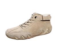 Barefoot Shoes Men's Outdoor Orthopaedic Shoes Men's Leather Hiking Waterproof Ankle High Running Shoes Non-Slip Hiking Shoes Outdoor Hiking Trekking Shoes with Zip Training Shoes, khaki, 8.5 UK