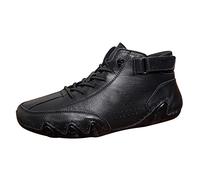 Barefoot Shoes Men's Outdoor Orthopaedic Shoes Men's Leather Hiking Waterproof Ankle High Running Shoes Non-Slip Hiking Shoes Outdoor Hiking Trekking Shoes with Zip Training Shoes, black, 8.5 UK