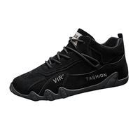 Barefoot Shoes Men's Sports Shoes Low Top Breathable Lightweight Work Shoes Plain Soft Sole Slip On Comfortable Trainers Outdoor Running Workout Protective Shoes with Laces, 38-43 EU, black, 7 UK