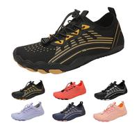 Barefoot Shoes Men's Summer Fitness Shoes 35-46 Barefoot Shoes Men's Outdoor Hiking Shoes Trainers Non-Slip Walking Shoes Camping Hiking Trekking Shoes Sports Shoes Wide Toe Box, gold, 8 UK