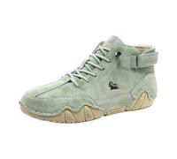 Barefoot Shoes Unisex High Top Leather Shoes Ergonomic for Pain Relief Lace Sports Shoes Non-Slip High Hiking Shoes Flat Extra Wide Work Shoes Leisure Breathable Walking Shoes, light green1, 7 UK