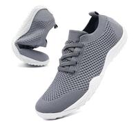 Barefoot Shoes Womens Gym Walking Ladies Trainers Slip on Trainers Minimalist Zero Drop Sneakers Women Hiking Trail Running Shoes Light Grey Size 7