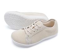 Barefoot Shoes Womens Wide Width Toe Box Flat Minimalist Breathable Trail Running Shoes Zero Drop Sole Trainers Gym Walking Sneakers Beige UK 5.5