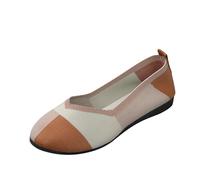 Barefoot Trainers Ladies Hollow Breathable Colorblocking Pointed Head Mesh Shallow Mouth Flat Bottom Casual Comfortable Big Size Shoes Casual Shoes Khaki