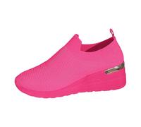 Barefoot Trainers Women's Thick Soled Solid Color Increase Breathable Large Size Flying Woven Light Casual Shoes Hot Pink