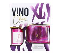 Barefoot Vino Chic Wine Gift Set - 187ml Barefoot White Zinfandel with Iridescent Stemless Glass - Perfect Christmas Birthday or Mother’s Day Gift by Blue Tree Gifts
