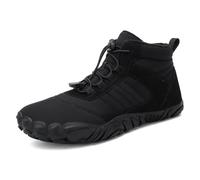 Barefoot Winter Boots - Waterproof Minimalist Snow Boots, Wide Toe Box & Zero Drop, Warm Wool Lined - Unisex Grip Sole (Black, Adult, Women, 9, Numeric, UK Footwear Size System, Medium)