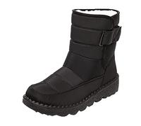 barefoot winter boots Womens Winter Snow Boots Waterproof Mid Calf Ankle Booties Comfortable Anti-Slip Rain Snow Ski Shoes Warm Faux Fur Lined Snowproof Boot Outdoor ankle for women uk Black 6