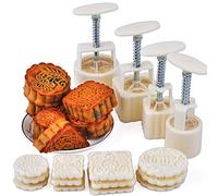 Barelove 12 Mooncake Mold Press Moon Cake Stamps Cookie BathBomb Mold, Mid Autumn Festival DIY Hand Press Pastry Tool Mooncake Maker Cutter with 12 Flower Patterns 曲奇 (50g+100g)