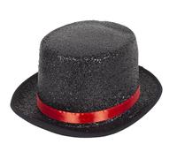 Barelove Top Hat Costume Shiny Sequin Magician Victorian Hat Dress Up Hat Christmas Bowler Top Hats Halloween Cosplay Costume (Bling-red)