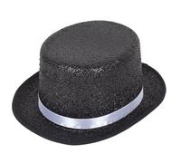 Barelove Top Hat Costume Shiny Sequin Magician Victorian Hat Dress Up Hat Christmas Bowler Top Hats Halloween Cosplay Costume (Bling-white)