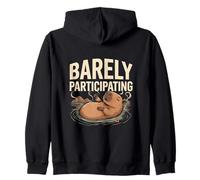 Barely Participating Funny Lazy Capybara Vibes Zip Hoodie