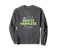 Barely Tolerable Mostly Harmless Cosmic Humor Sweatshirt, Adult Unisex, Dark Heather Grey, XL