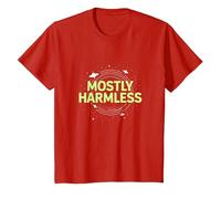Barely Tolerable Mostly Harmless Cosmic Humor T-Shirt, Kids, Red, 8 Years