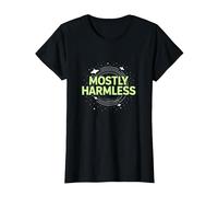 Barely Tolerable Mostly Harmless Cosmic Humor T-Shirt, Women, Black, XXL